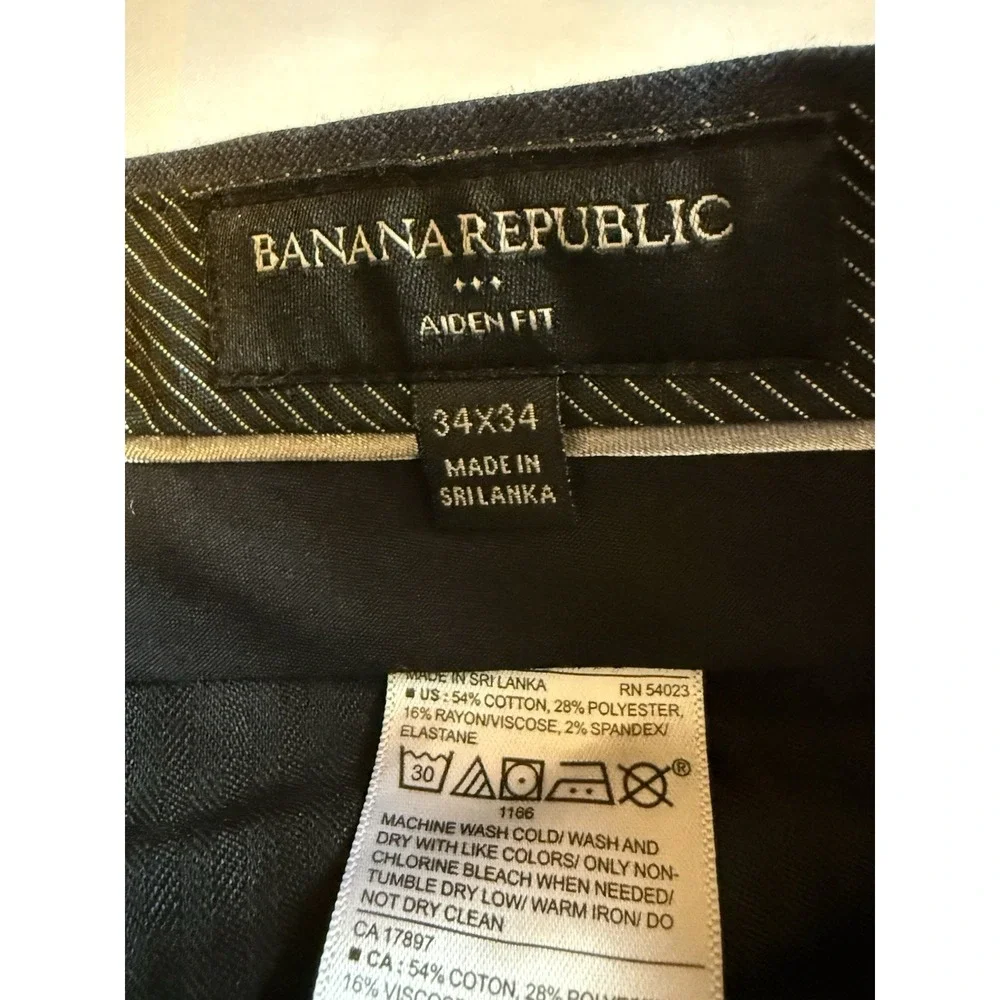 Banana Republic Aiden Fit Pants Mens 34x34 Navy Stretch Dress Chino Flat Front